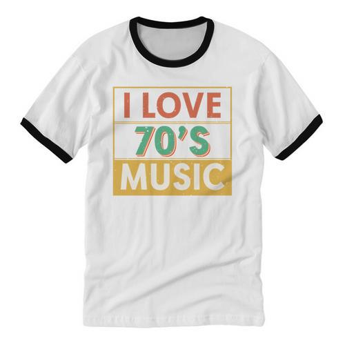 I Love 70's Music Retro Style Nostalgia Vibe 1970 70's Party Unisex Cotton Ringer T-Shirt - Figerry