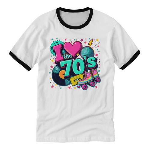 I Love The 70s Retro Cassette Roller Vinyl Disco Nostalgia Premium Tri-Blend Unisex Cotton Ringer T-Shirt - Figerry