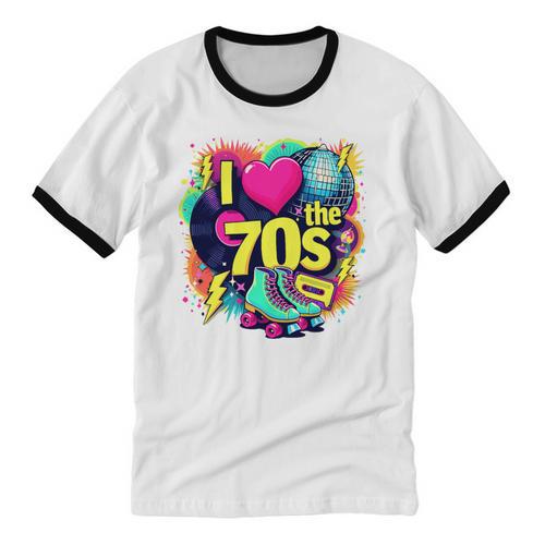 I Love The 70s Retro Cassette Roller Vinyl Nostalgia Vibes Premium Tri-Blend Unisex Cotton Ringer T-Shirt - Figerry
