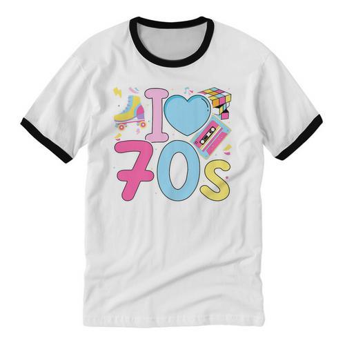 I Love 70's Retro Style Nostalgia Vibe 1970's Party Premium Tri-Blend Unisex Cotton Ringer T-Shirt - Figerry