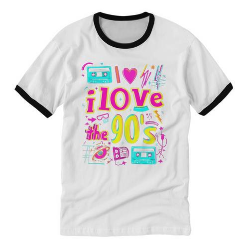 I Love The 90'S 90s Nostalgia Unisex Cotton Ringer T-Shirt - Figerry