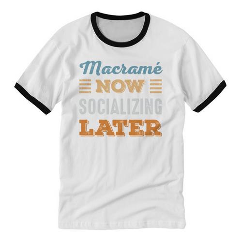 Macramé Now Minimal Socializing Introvert Vintage Unisex Cotton Ringer T-Shirt - Raresse