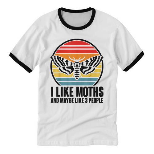 I Like Moths And Maybe 3 People Insect Moth Lovers Introvert Unisex Cotton Ringer T-Shirt - Raresse