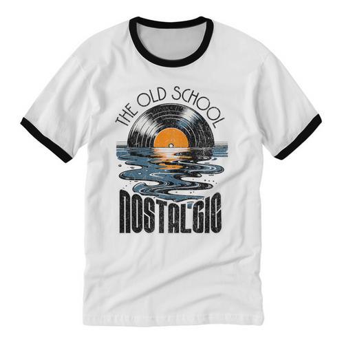 Music Old School Nostalgia Record Premium Tri-Blend Unisex Cotton Ringer T-Shirt - Figerry