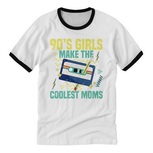 Nineties Girls Make The Coolest Moms Nostalgia 90s Mom Unisex Cotton Ringer T-Shirt - Figerry