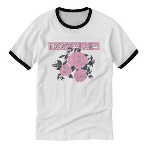 Nostalgia 80s 90s Retro Style Graphics Rose Pink Flower Unisex Cotton Ringer T-Shirt - Figerry