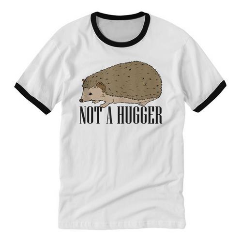 Not A Hugger Hedgehog Introvert Sarcasm Antisocial Unisex Cotton Ringer T-Shirt - Raresse