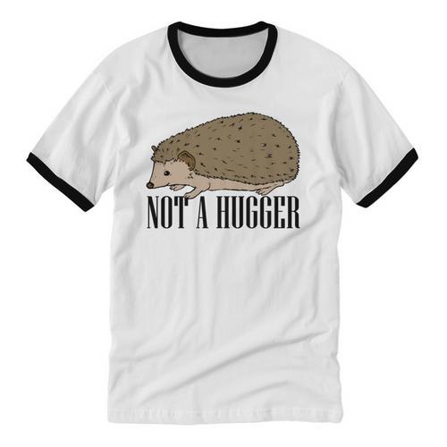 Not A Hugger Hedgehog Introvert Sarcasm Antisocial Unisex Cotton Ringer T-Shirt - Raresse