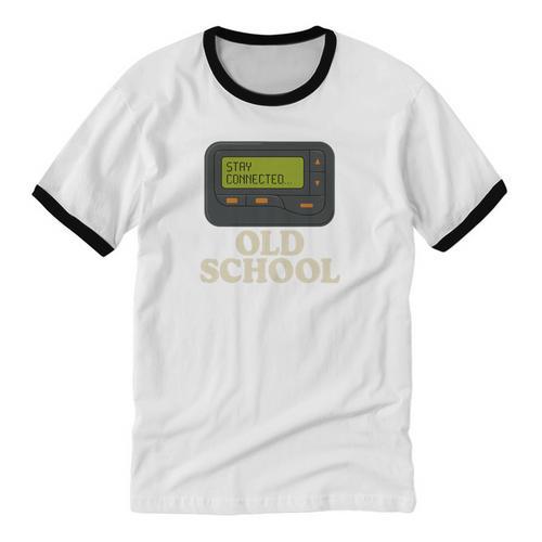 Old School 90s Pager Retro Nostalgia Vintage Tech Gen Unisex Cotton Ringer T-Shirt - Figerry
