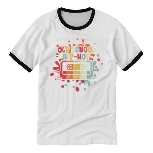 Old-School Hip Hop 80's 90's Style Music Cassette Nostalgia Unisex Cotton Ringer T-Shirt - Figerry