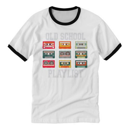 Old School Playlist Nostalgia Vibes Cassette Unisex Cotton Ringer T-Shirt - Figerry