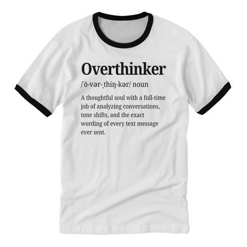 Overthinker Definition Anxiety Introvert Personality Premium Tri-Blend Unisex Cotton Ringer T-Shirt - Raresse