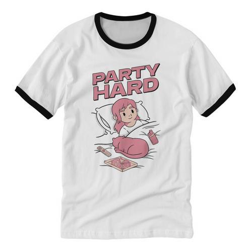 Party Hard Comfortable Stay At Home Introvert Unisex Cotton Ringer T-Shirt - Raresse