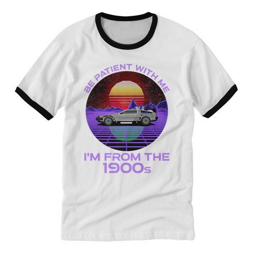Be Patient With Me I'm From The 1900s Synthwave Premium Unisex Cotton Ringer T-Shirt - Figerry