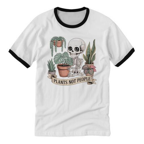 Plant Introvert Gardener Houseplant Botanical Women Men Kids Unisex Cotton Ringer T-Shirt - Raresse