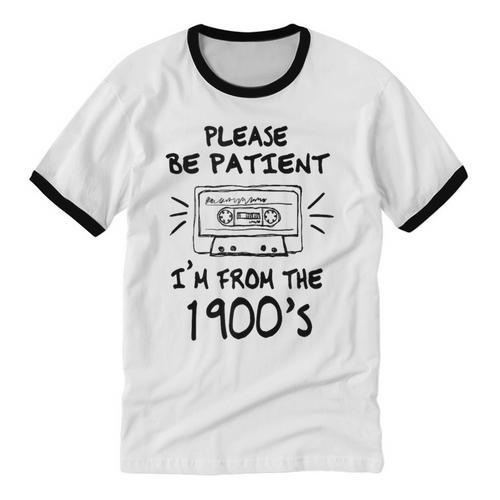 Please Be-Patient I'm From The 1900s Retro Cassette Tape Unisex Cotton Ringer T-Shirt - Figerry