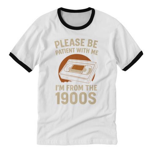 Please Be Patient I'm From The 1900s – Vintage Tape Premium Unisex Cotton Ringer T-Shirt - Figerry