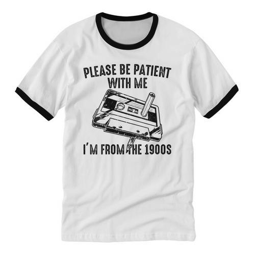Please Be Patient With Me I'm From The 1900s Cassette Pencil Unisex Cotton Ringer T-Shirt - Figerry