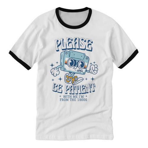 Please Be Patient With Me I'm From The 1900s Cassette Retro Unisex Cotton Ringer T-Shirt - Figerry