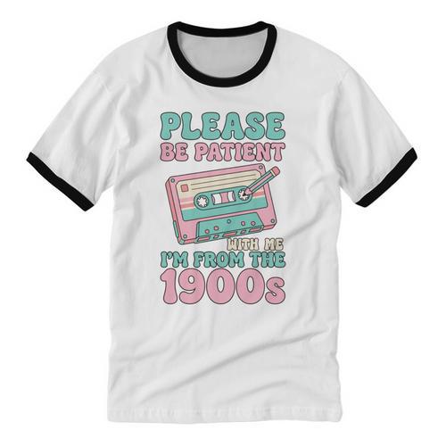 Please Be Patient With Me I'm From The 1900s Retro Cassette Unisex Cotton Ringer T-Shirt - Figerry