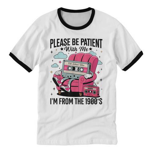 Please Be Patient I'm From The 1900s Retro Cassette Unisex Cotton Ringer T-Shirt - Figerry