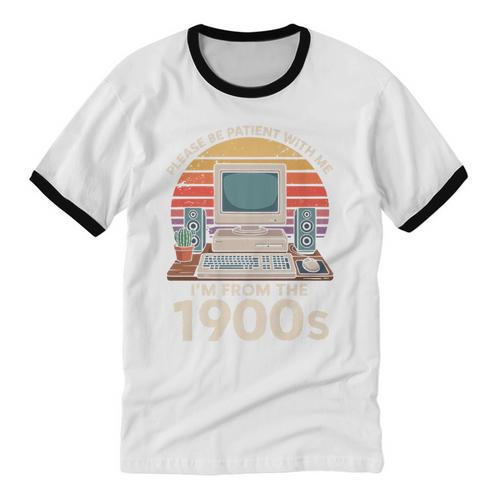 Please Be Patient I'm From The 1900s Retro Computer Geek PC Premium Unisex Cotton Ringer T-Shirt - Figerry