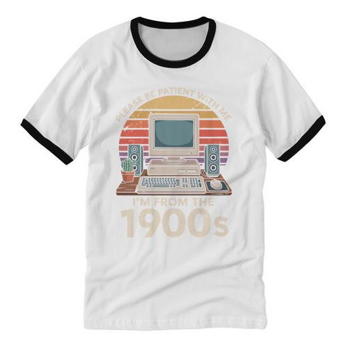 Please Be Patient I'm From The 1900s Retro Computer Geek PC Unisex Cotton Ringer T-Shirt - Figerry
