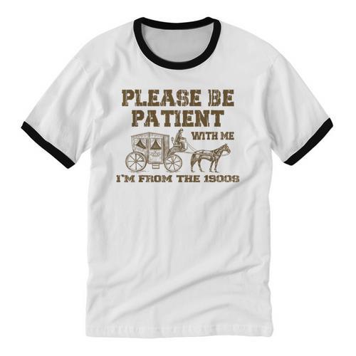 Please Be Patient With Me I'm From The 1900s Retro Horse Unisex Cotton Ringer T-Shirt - Figerry