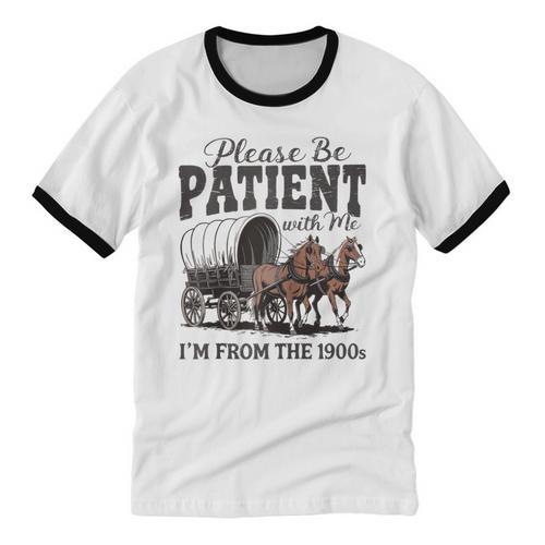 Please Be Patient With Me I'm From The 1900s Vintage Raglan Baseball Tee Unisex Cotton Ringer T-Shirt - Figerry