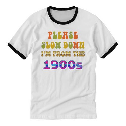 Please Slow Down I'm From The 1900s Retro Vintage 70 Premium Tri-Blend Unisex Cotton Ringer T-Shirt - Figerry