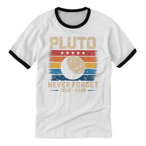 Pluto Never Forget Space Nostalgia Astronomy Humor Unisex Cotton Ringer T-Shirt - Figerry