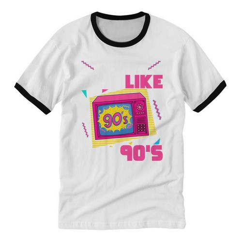 Rad Just Like The 90s 90s Aesthetic Nostalgia 1990s Retro Unisex Cotton Ringer T-Shirt - Figerry