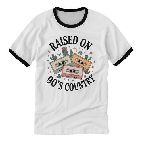 Raised On 90's Country Music Lover Nostalgia Retro Vibe Premium Tri-Blend Unisex Cotton Ringer T-Shirt - Figerry