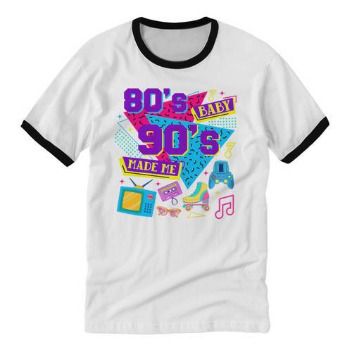 Retro 1980s 80's Baby 1990s 90's Made Me Nostalgia Birthday Premium Tri-Blend Unisex Cotton Ringer T-Shirt - Figerry