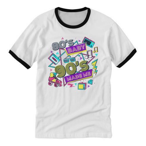 Retro 1980s 80's Baby 1990s 90's Made Me Vaporwave Nostalgia Unisex Cotton Ringer T-Shirt - Figerry