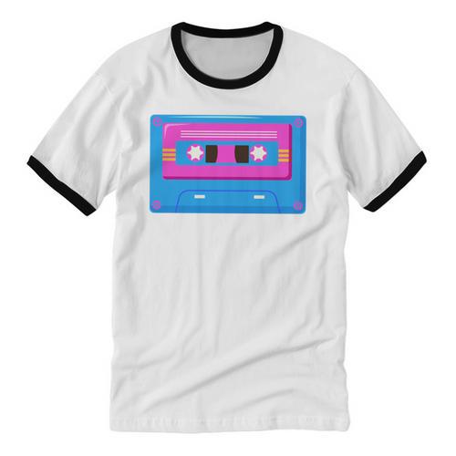 Retro Cassette Tape Tee 90s Nostalgia Aesthetic Unisex Cotton Ringer T-Shirt - Figerry