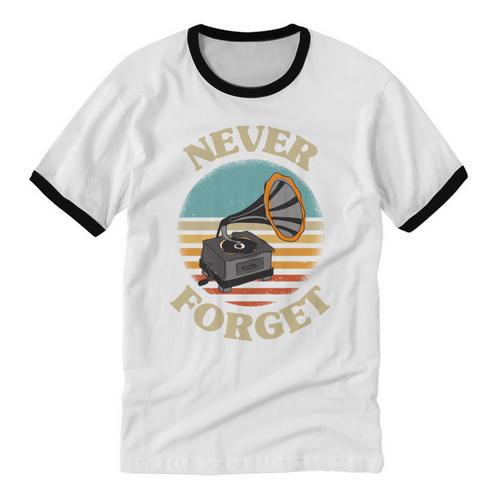 Retro Grammophone Never Forget Nostalgia Vintage Unisex Cotton Ringer T-Shirt - Figerry