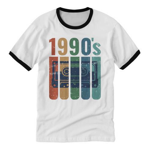 Retro Nineties Style Audio Tape Nostalgia Year 1990 Premium Tri-Blend Unisex Cotton Ringer T-Shirt - Figerry