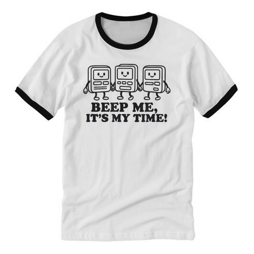 Retro Pager Squad Minimalist Monochrome Cartoon Nostalgia Unisex Cotton Ringer T-Shirt - Figerry