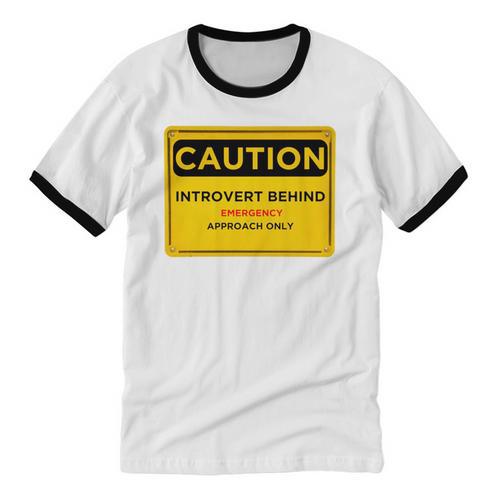 A Simple Yellow Warning Sign For Introvert Unisex Cotton Ringer T-Shirt - Raresse