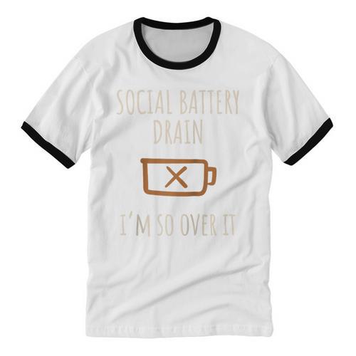 Social Battery Drain I'm So Over It Introvert Homebody Line Raglan Baseball Tee Unisex Cotton Ringer T-Shirt - Raresse