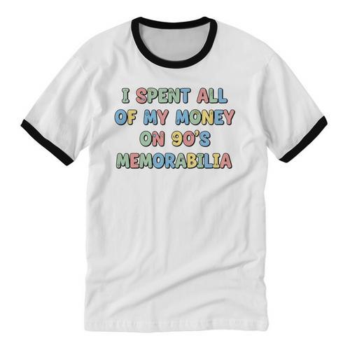 I Spent All My Money On 90's Memorabilia Nostalgia & Retro Premium Tri-Blend Unisex Cotton Ringer T-Shirt - Figerry