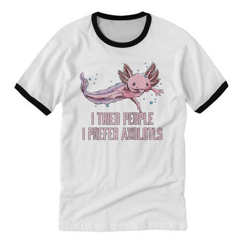 I Tried People I Prefer Axolotl Salamander Introvert Raglan Baseball Tee Unisex Cotton Ringer T-Shirt - Raresse