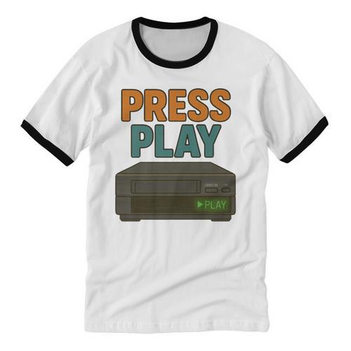 VHS Cassette Retro Analog Nostalgia Theme Premium Unisex Cotton Ringer T-Shirt - Figerry