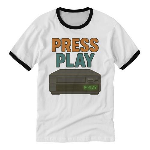 VHS Cassette Retro Analog Nostalgia Theme Unisex Cotton Ringer T-Shirt - Figerry