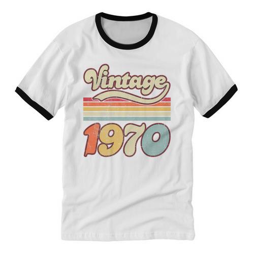 Vintage 1970 Birthday Retro Style 70's Born Nostalgia Outfit Premium Tri-Blend Unisex Cotton Ringer T-Shirt - Figerry