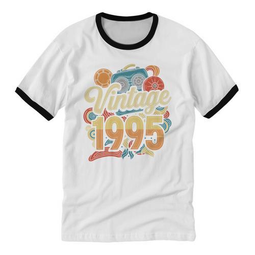 Vintage 1995 Retro Classic 90s Nostalgia Throwback Vibe Unisex Cotton Ringer T-Shirt - Figerry