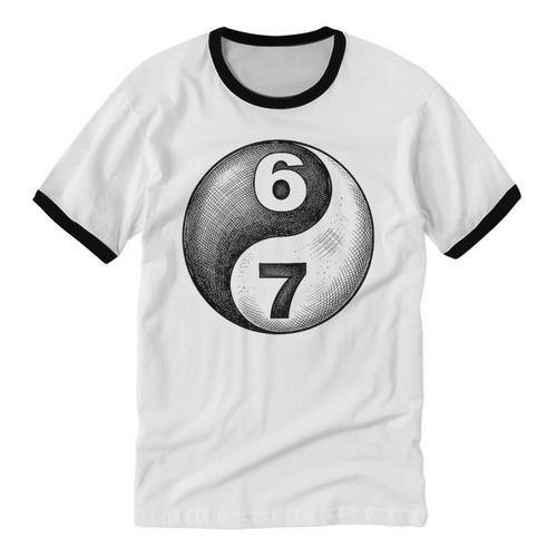 Vintage 6 7 Sketch Yin Yang Namaste Six Seven Nostalgia Unisex Cotton Ringer T-Shirt - Figerry