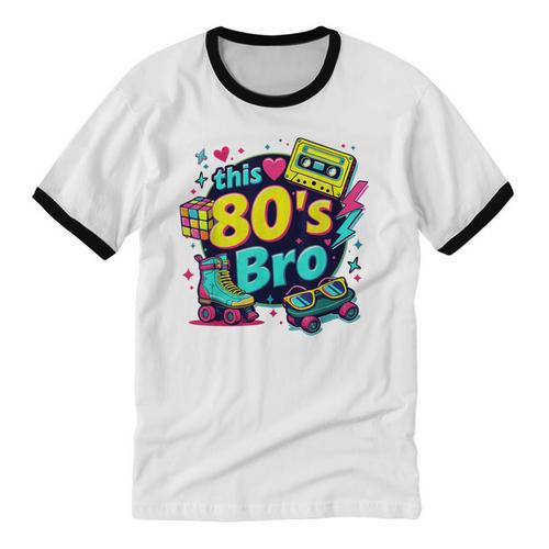 Vintage 80s Bro Eighties Party Costume 80s Nostalgia Unisex Cotton Ringer T-Shirt - Figerry