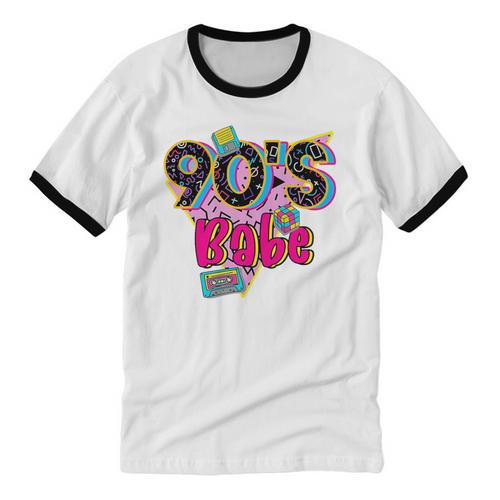 Vintage 90's Babe Party Back To 90s Cassette Nostalgia Premium Tri-Blend Unisex Cotton Ringer T-Shirt - Figerry